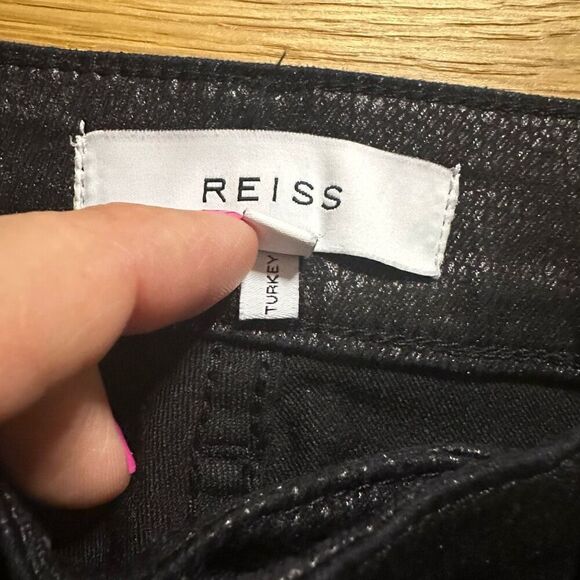 Reiss black coated azella mid rise jeans 30 - Picture 3 of 11